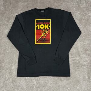 Vtg Fair Lakes 10K Long Sleeve T-Shirt Black Retro Runner 90s Size M Race Tee